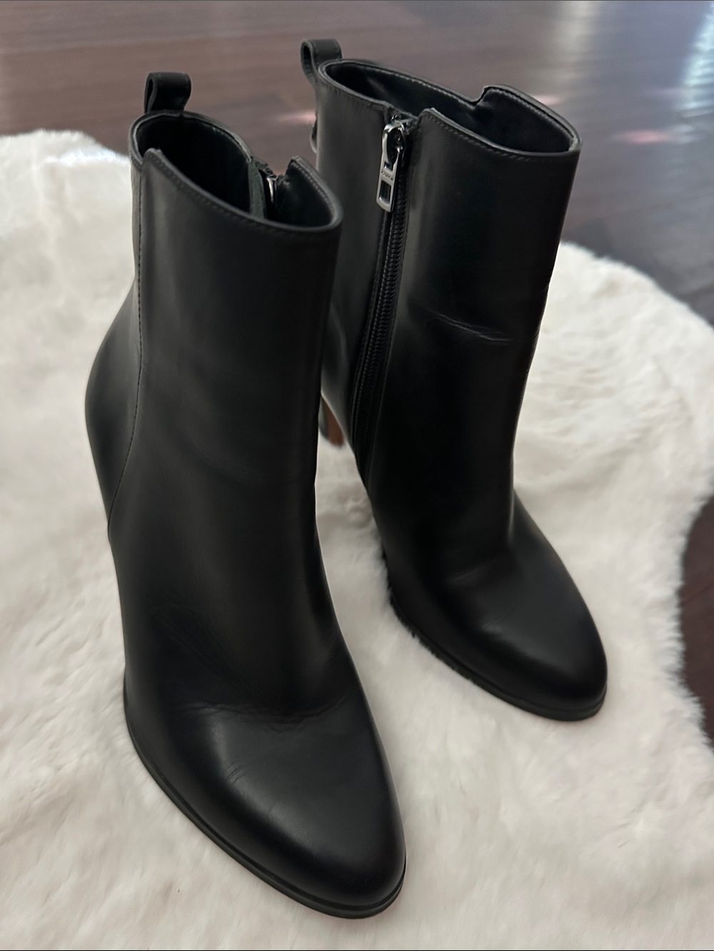 Coach Black Leather High-Heel Ankle Boots - Women's